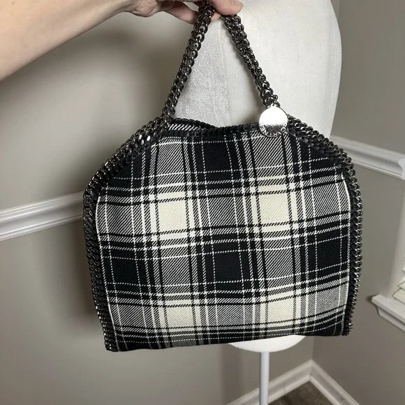 Stella McCartney Black and White Plaid Satchel - Picture 2 of 13